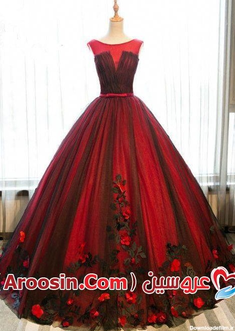 مدل لباس عروس رنگی قرمز و زرشکی + عکس - آلبوم عکس عروسی