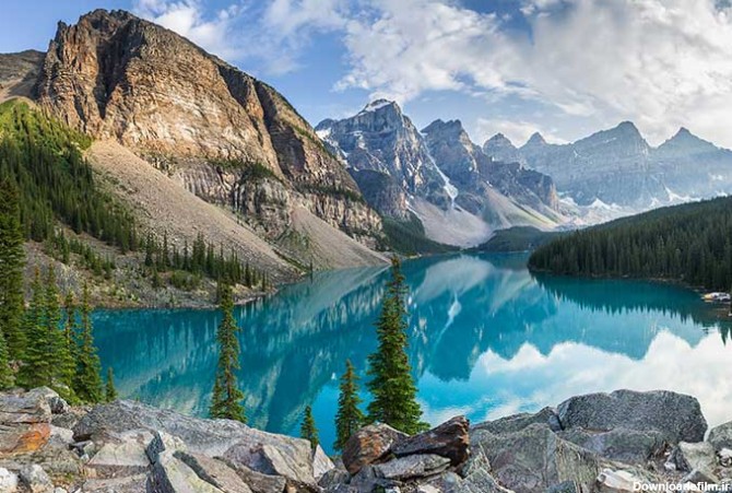 دانلود تصویر زیبای کوه و دریاچه