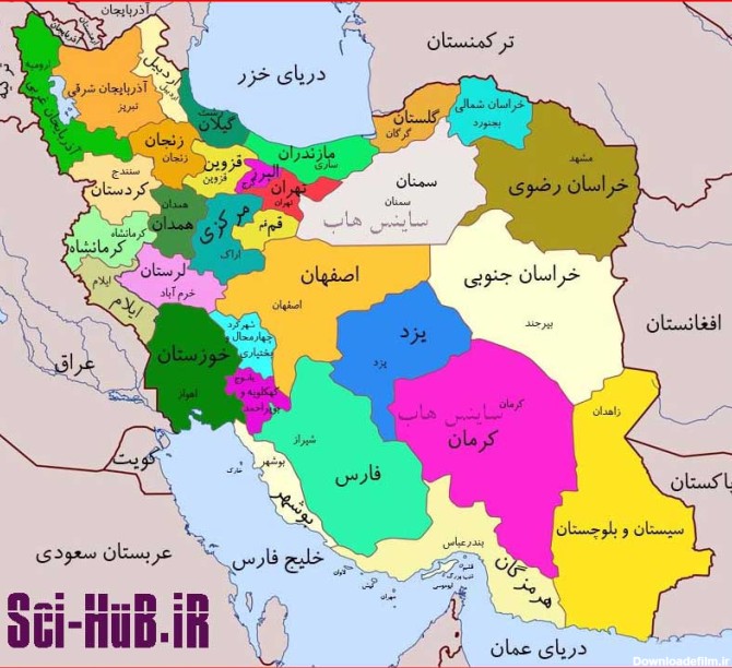 نقشه ی استان های کشور ایران با همسایه صفحه 114 مطالعات ششم