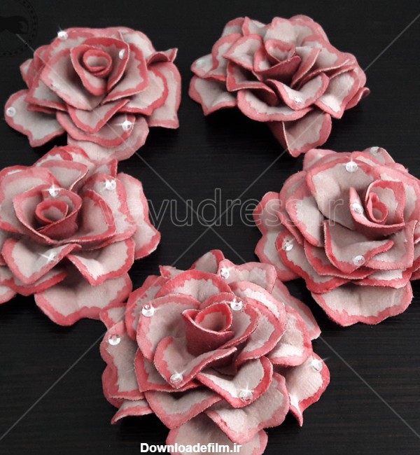 گل پارچه ای تزیینی برای لباس کد rose01- بسته 5 تایی - وایو