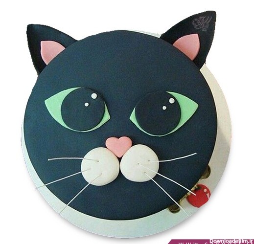 خرید کیک تولد بچه گانه - کیک فوندانتی گربه ملوس | کیک آف