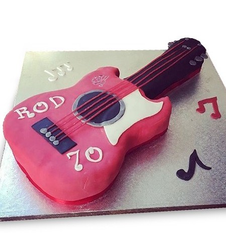 کیک تولد گیتار - کیک گیتار صورتی | کیک آف