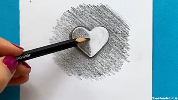 آموزش نقاشی ،، کشیدن قلب سیاه با مداد سیاه - نماشا