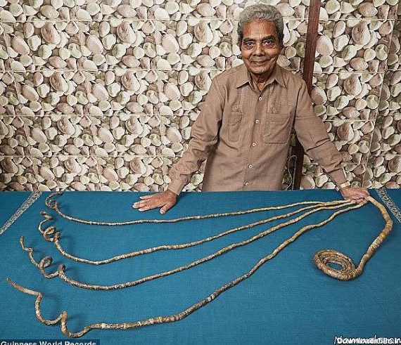 مرد هندی که 66 سال ناخن های خود را کوتاه نکرد! + تصاویر