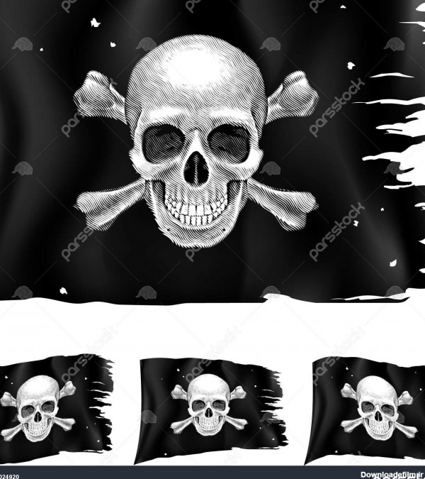 سه نوع از پرچم دزدان دریایی. تصویر برای طراحی بر روی زمینه سفید ...