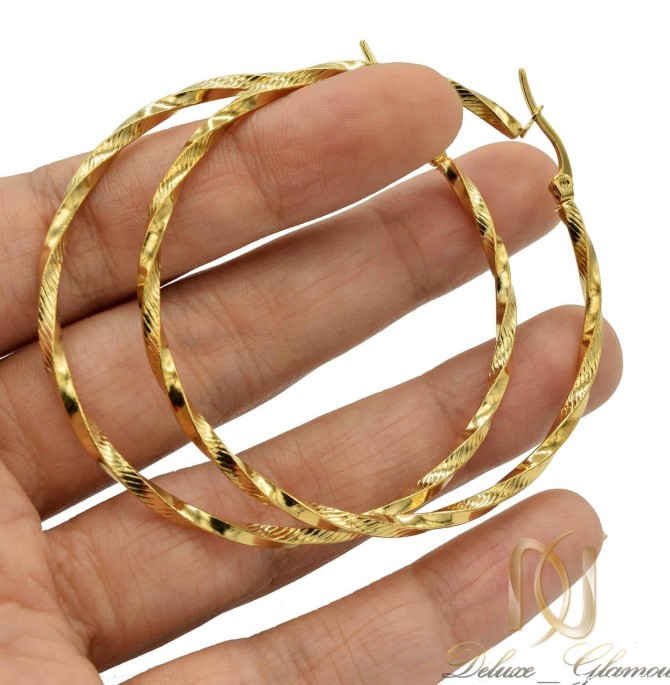 خرید گوشواره حلقه ای بزرگ استیل طلایی er-n180