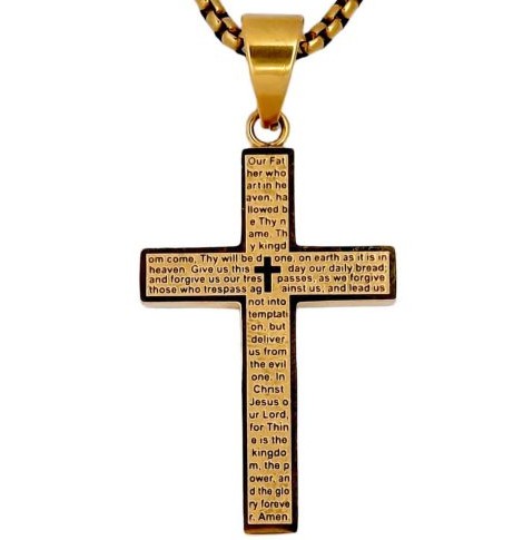گردنبند صلیب طلایی با دعای ربانی