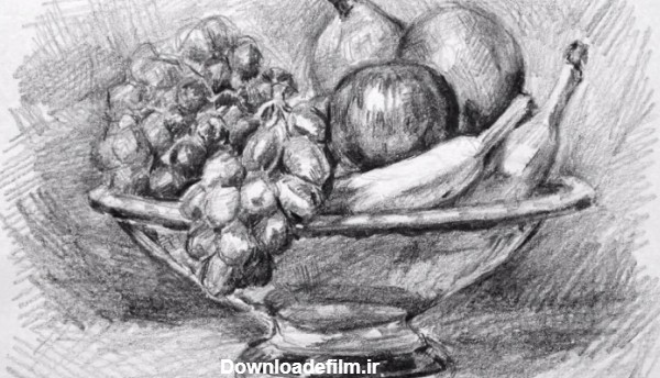 آموزش نقاشی ظرف میوه