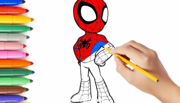 آموزش نقاشی کودکان ، نقاشی مرد عنکبوتی ، آموزش نقاشی مرد عنکبوتی