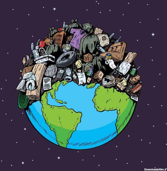 کلیپ آرت لایه باز کره زمین پر از زباله