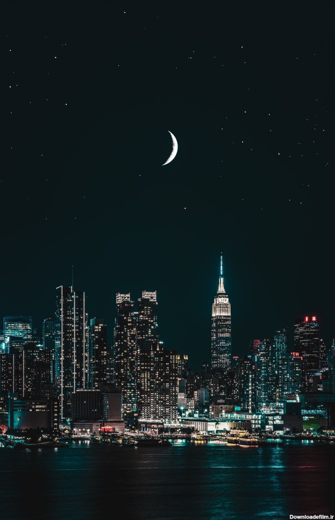 عکس زمینه ساختمان های بلند نیویورک د شب پس زمینه | والپیپر گرام