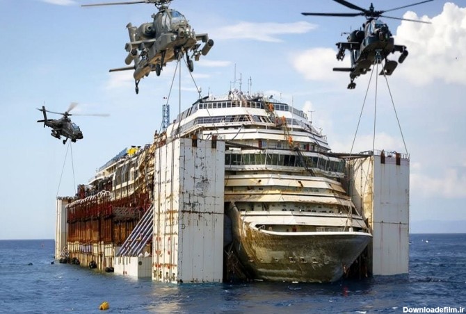 جابه‌جایی‌هایی جانکاه؛ چارتا هلیکوپتر فکسنی اومدن کشتی 100 تنی به گل نشسته بکشن بیرون