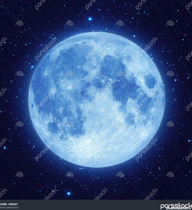 ماه کامل آبی با ستاره در پس زمینه آسمان شب تاریک 1096507