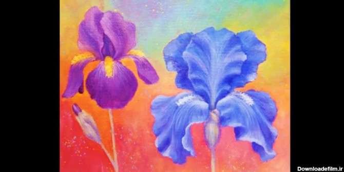 آموزش نقاشی گل زنبق با اکریلیک