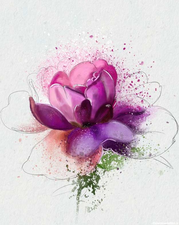 دانلود تصویر نقاشی گل شیپوری بنفش