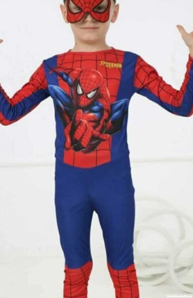 لباس سرهمی بچه گانه مرد عنکبوتی همراه نقاب قرمز آبی برند SPIDERMAN