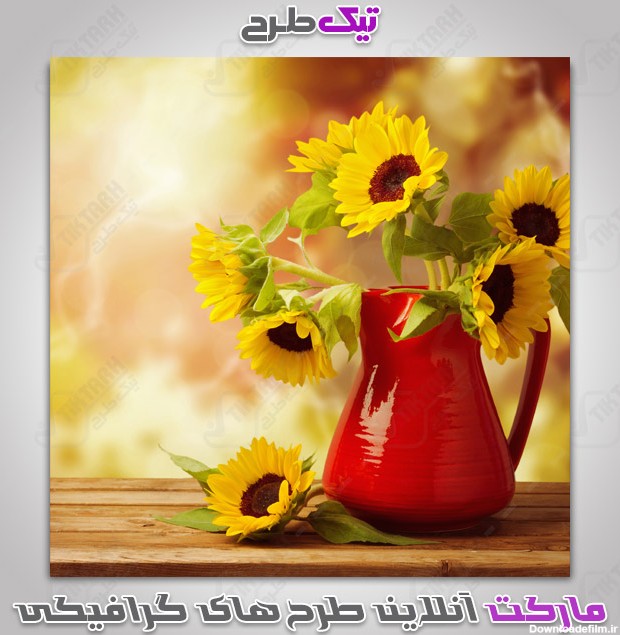 عکس گرافیکی گل های زرد داخل گلدان | تیک طرح مرجع گرافیک ایران