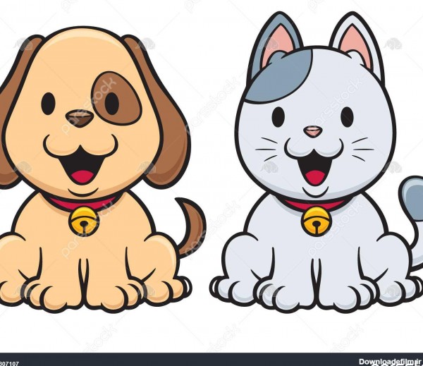 تصویر برداری از کارتون گربه و سگ 1307107