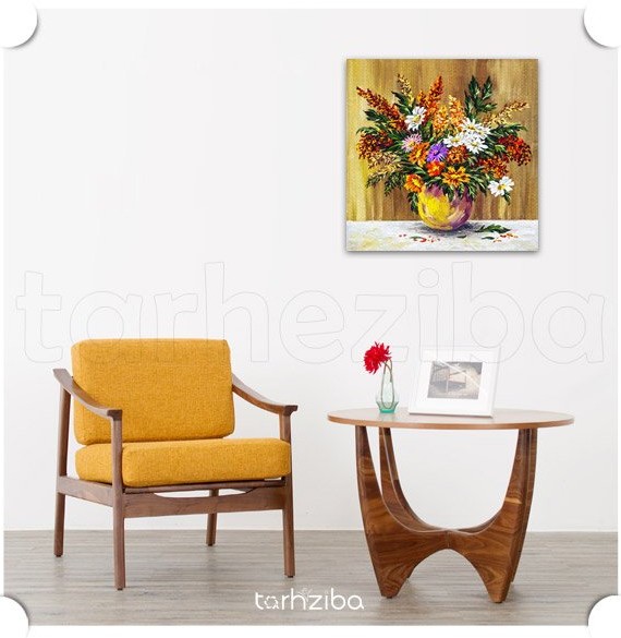 تابلو نقاشی گلدان و گل (A-1049) - خرید تابلو شاسی