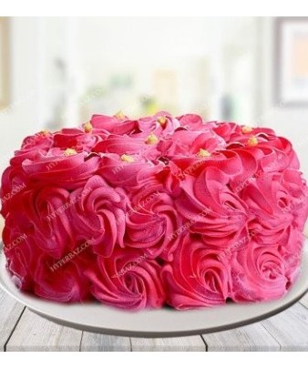 کیک خامه ای طرح گل های رز قرمز