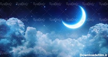 شب مهتابی منظره چشم انداز حلال ماه ابر ستاره