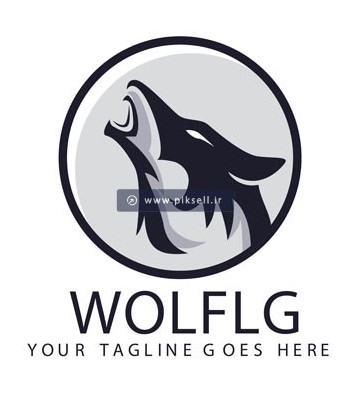 وکتور لایه باز لوگو با طرح گرگ در حال زوزه کشیدن (wolfg)