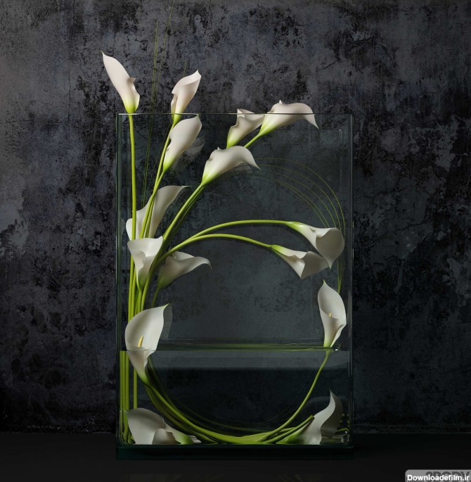 جزییات محصول مدل سه بعدی دسته گل شیپوری سفید