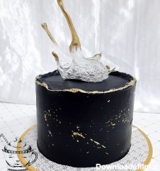 خرید و قیمت کیک تولد مشکی طلایی از غرفه لوازم آرایشی آس | باسلام