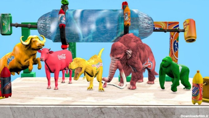 کارتون حیوانات - فیل گوریل گاو ببر دایناسور بوفالو - برنامه کودک