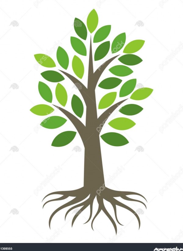 عکس درخت کارتونی با ریشه