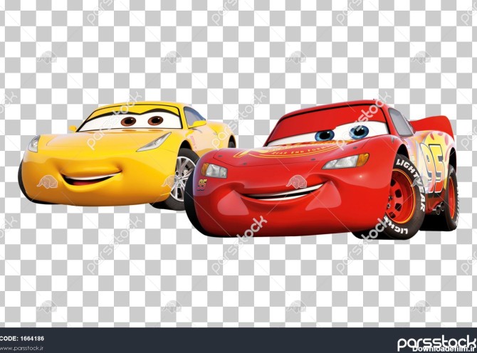 کارتون ماشین ها مک کویین و ماشین زرد تصویر لایه باز و برش خورده ...