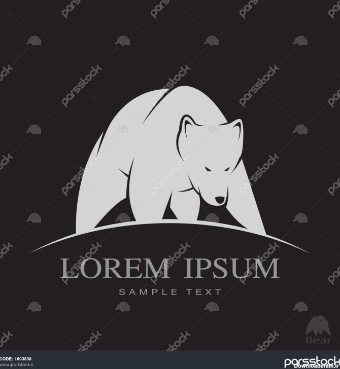تصویر برداری از یک خرس سفید در زمینه سیاه و سفید 1093830