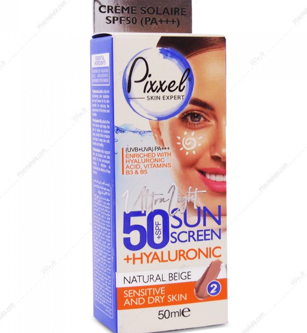 کرم ضد آفتاب SPF50 بژ طبیعی پوست خشک و حساس پیکسل 50ml