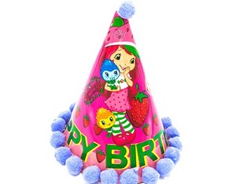 کلاه تولد دخترانه - کلاه تم توت فرنگی کوچولو طرح توپکدار | کیک‌آف