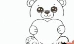 آموزش نقاشی خرس کوچولو با قلب قرمز