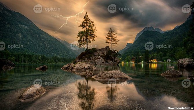 دانلود عکس کوه با تصویر پس زمینه طبیعت رودخانه | اوپیک