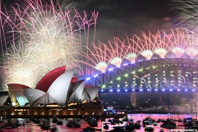 آتش بازی به مناسبت آغاز سال نو میلادی در شهر سیدنی استرالیا
