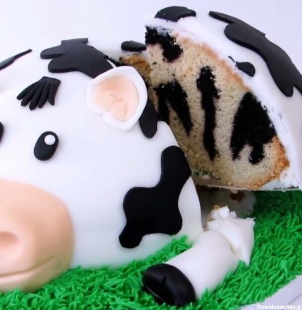 کیک تولد به شکل یک "گاو بامزه" - بامزه ترین ها - تماشا