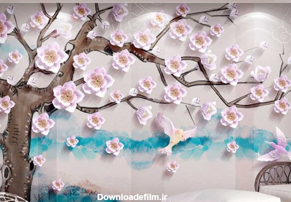 خرید و فروش عکس وکتور و طرح های سه بعدی - نقاشی درخت بهاری با ...