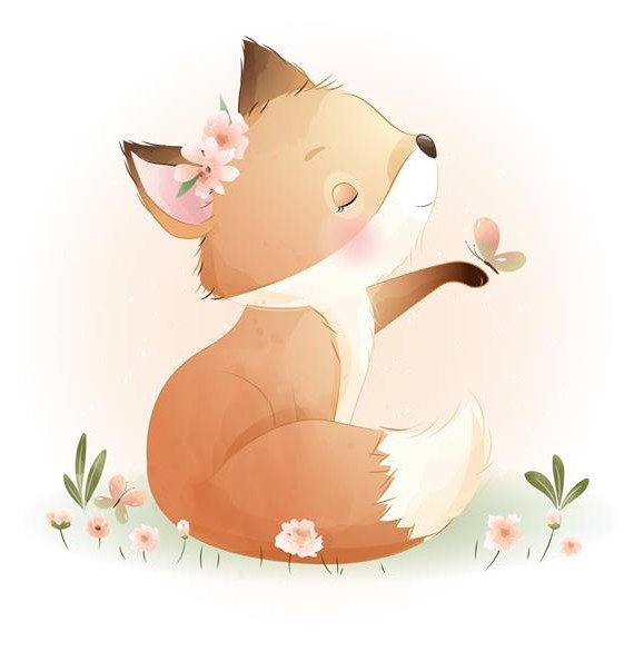 روباه زیبا با تصویر گل 1567517
