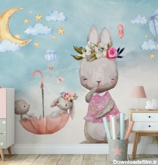 پوستر دیواری کودک خرگوش های بازیگوش مدل BKW177-1