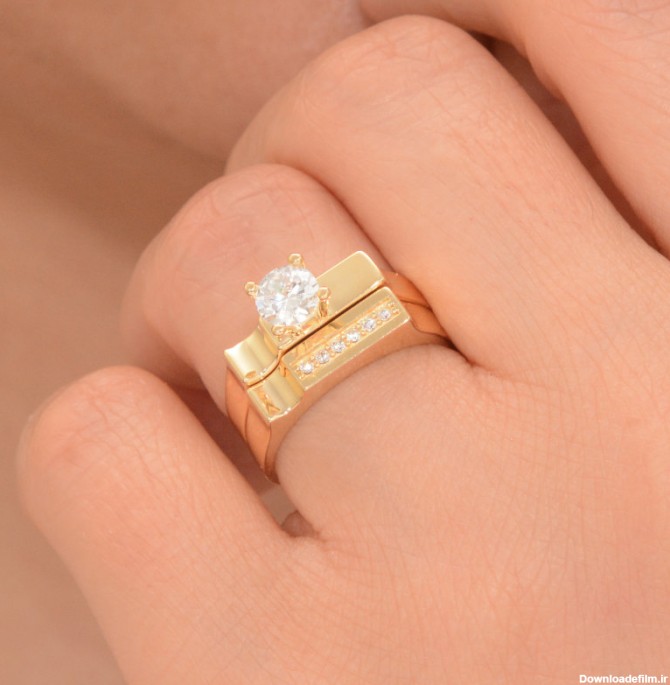 عکس انگشتر و پشت حلقه طلا جدید زنانه نگین دار مناسب عروسی