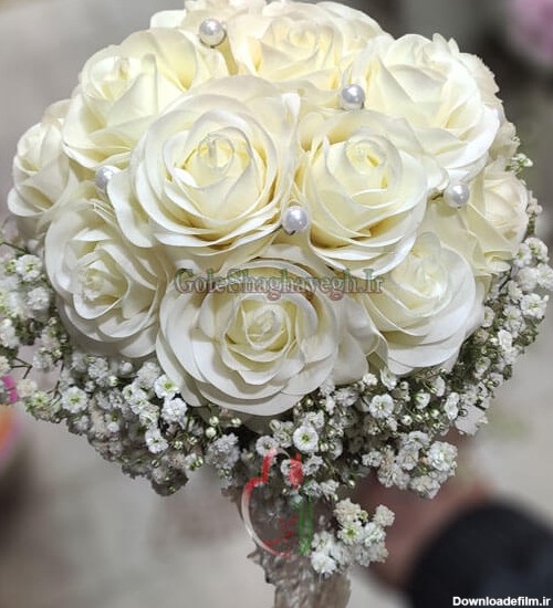 دسته گل عروس مصنوعی رز سفید - گل مصنوعی برای عقد و عروسی - گل ...