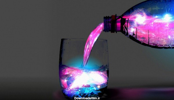 عکس پس زمینه زیبا برای گوشی با طرح بطری آب با رنگ های آر جی بی زیبا