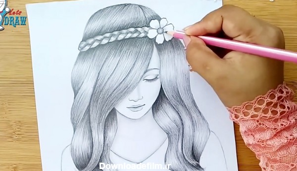 آموزش نقاشی قلم سیاه | نقاشی دختر