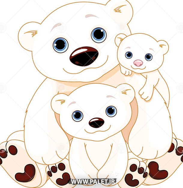 وکتور کارتونی خرس قطبی و بچه هاش
