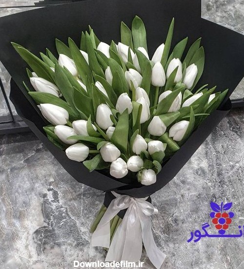 دسته گل لاله سفید مناسب برای سر مزار - سفارش دسته گل - گلفروشی آنلاین