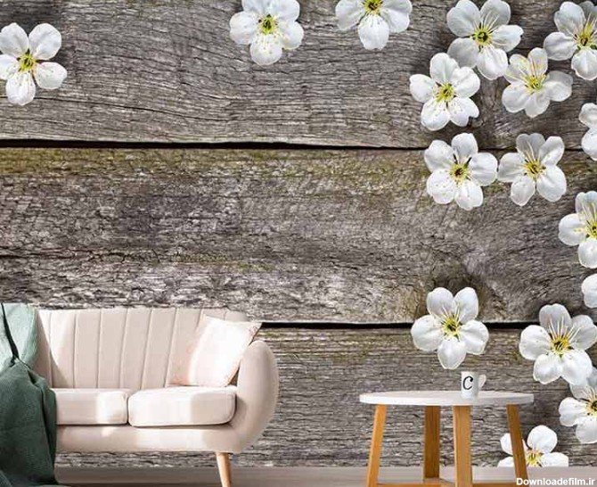 پوستر دیواری طرح چوب و گل یاس