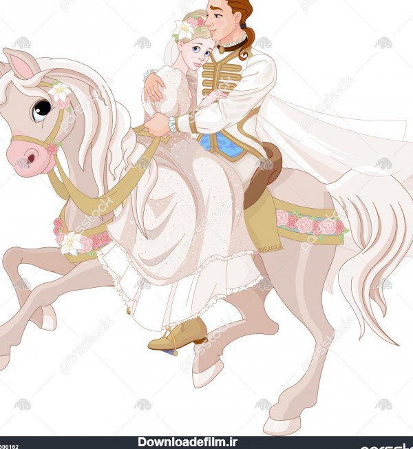 تصویر سیندرلا و پرنس بعد از عروسی سوار اسب می شوند 1500162