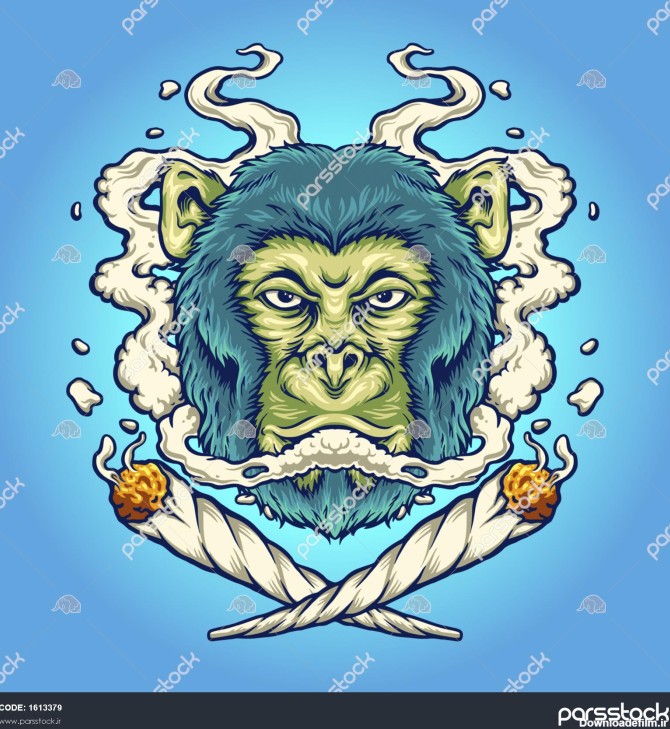 تصاویر وکتور سیگار کشیدن علف هرز میمون برای لوگوی کار شما تی شرت ...